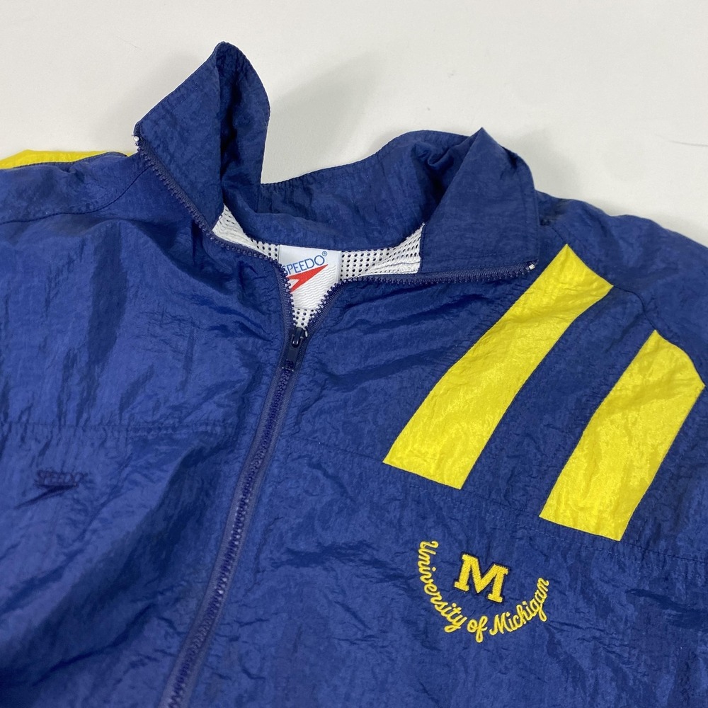 Vintage‎ Michigan Wolverines Jacket Mens Large Blue NCAA Speedo Windbreaker